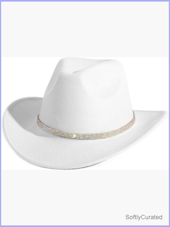 Shiny Wide Brim Cowboy Hat with Belt Buckle for Party Halloween main image 4